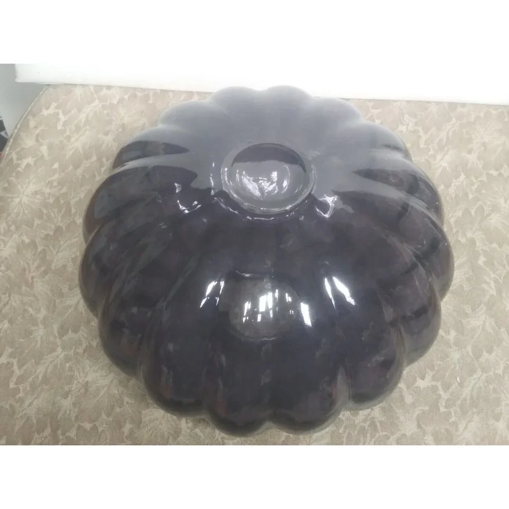 Gunnel Sahlin Vase Ikea Large glass Purple flash paint 1990s Pumpkin shaped 9.5